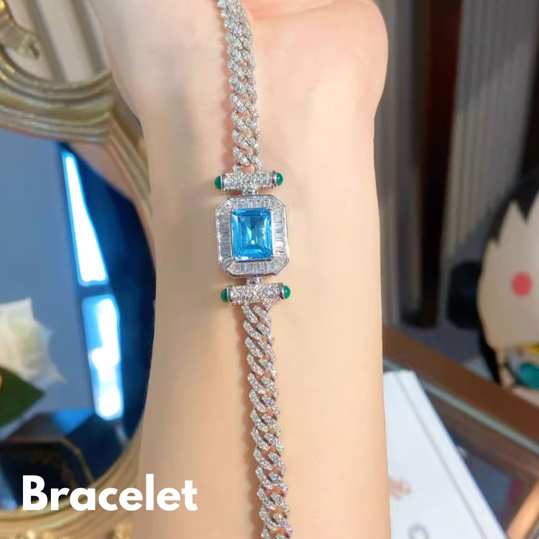 Healing Aset Blue Luxury – Elegant Bracelet, Pendant Necklace & Ring for Women