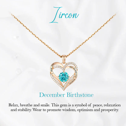 Germe Personalized 12 Birthstone Card Gifts for Women's Forever Love Heart Pendant Necklace