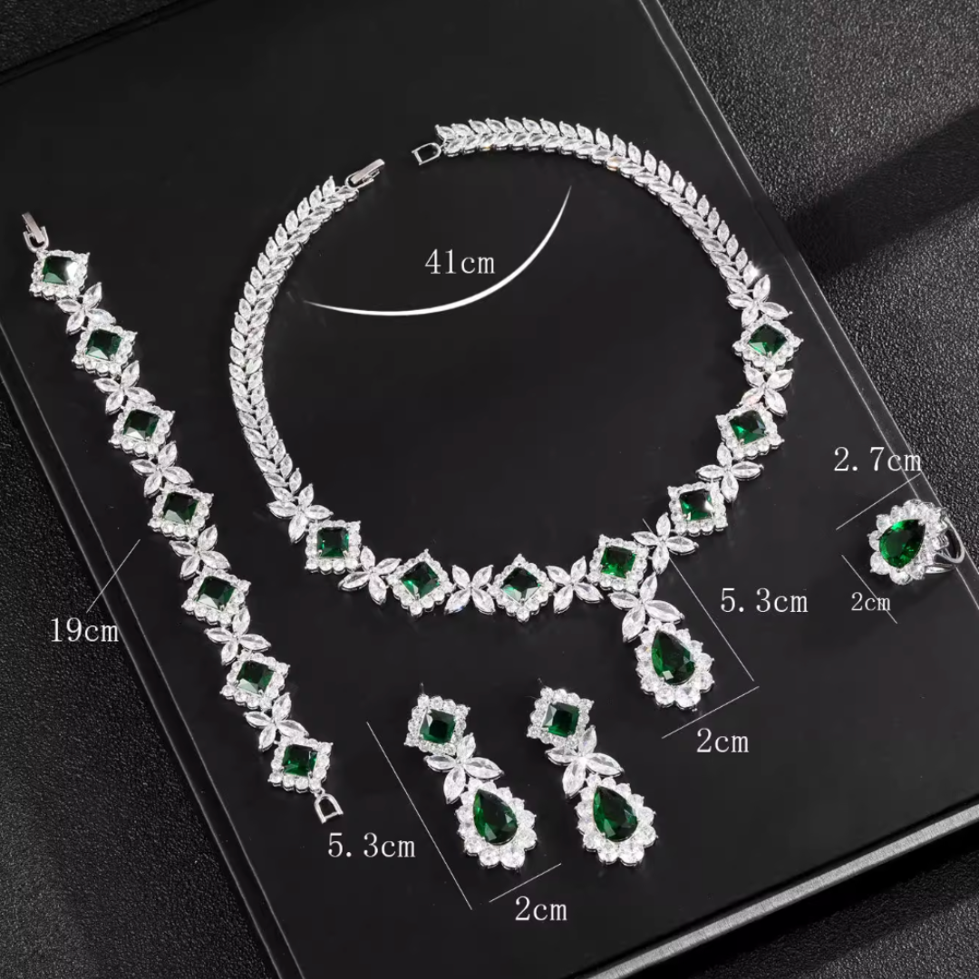 Scarlet Spark Luxury Jewelry Set - Elegant Necklace Earring Bracelet & Ring Set For Women