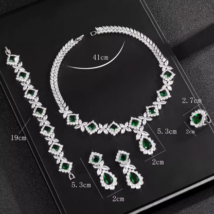 Scarlet Spark Luxury Jewelry Set - Elegant Necklace Earring Bracelet & Ring Set For Women