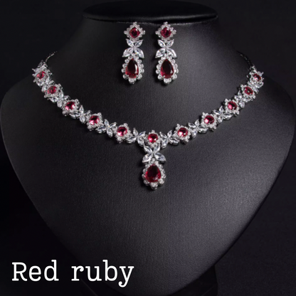 Scarlet Spark Luxury Jewelry Set - Elegant Necklace Earring Bracelet & Ring Set For Women