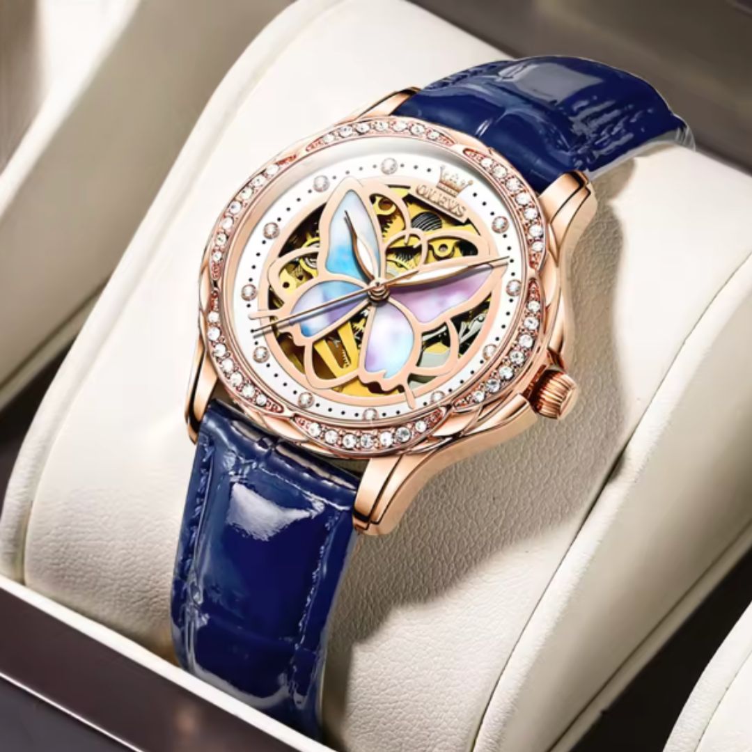 Trinity Luxe Collection - OLEVS 6615 Butterfly Hollow Luxury Mechanical Watch For Women Top Brand Original Watches Diamond Waterproof Ladies Hand Clock
