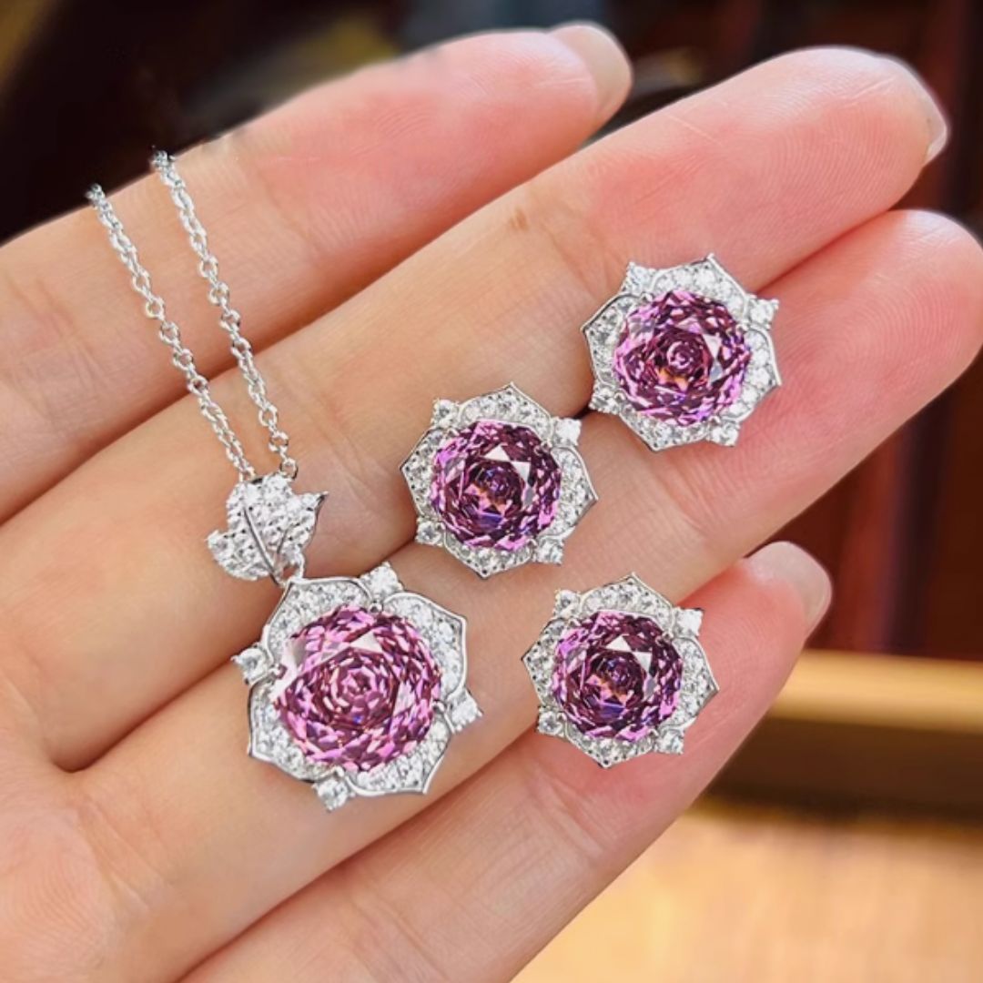 Crystal Purity Luxury Jewelry Set – Elegant Necklace, Earrings & Ring for Women