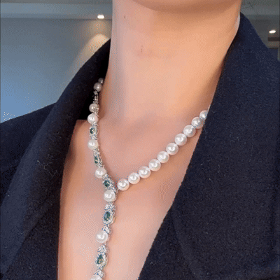 Luxeora Luxury Jewelry Set - Elegant Pearl Studded Zircon Bracelet Necklace Earrings & Ring Set