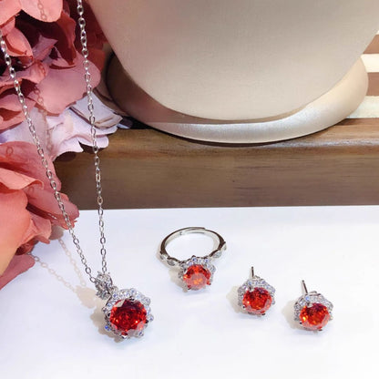 Crystal Purity Luxury Jewelry Set – Elegant Necklace, Earrings & Ring for Women