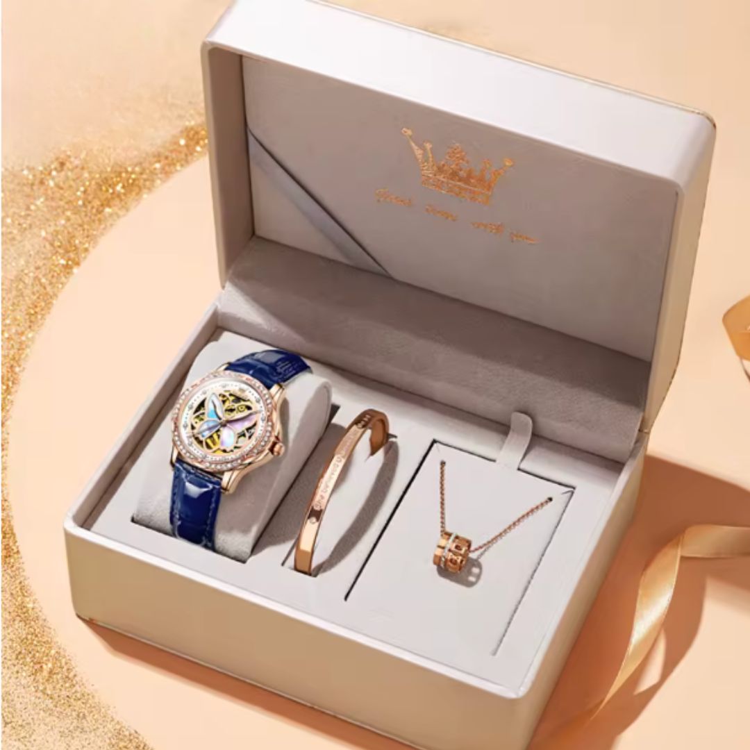 Trinity Luxe Collection - OLEVS 6615 Butterfly Hollow Luxury Mechanical Watch For Women Top Brand Original Watches Diamond Waterproof Ladies Hand Clock
