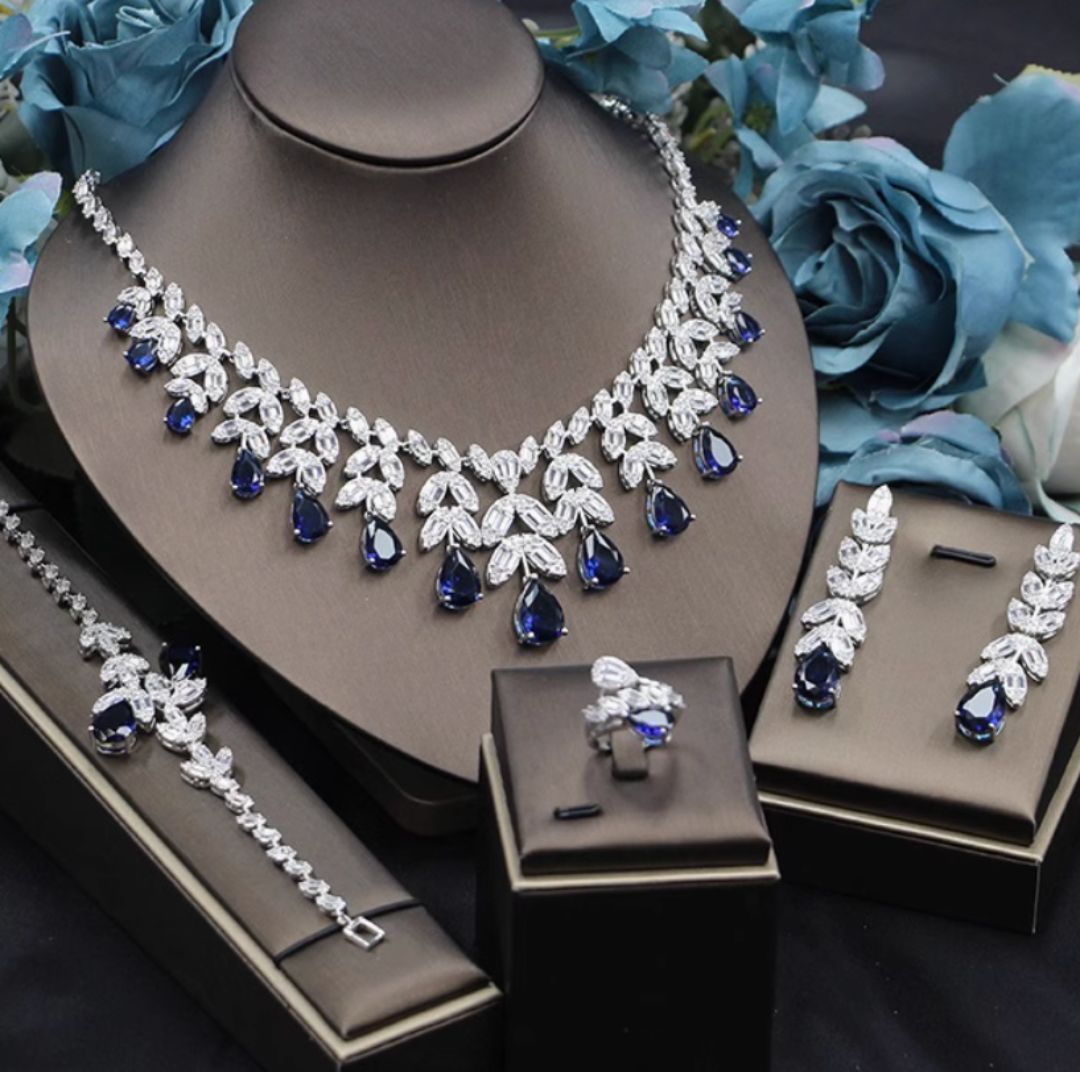 Crimson Elegance – Luxury Bracelet, Necklace, Earrings & Ring Set