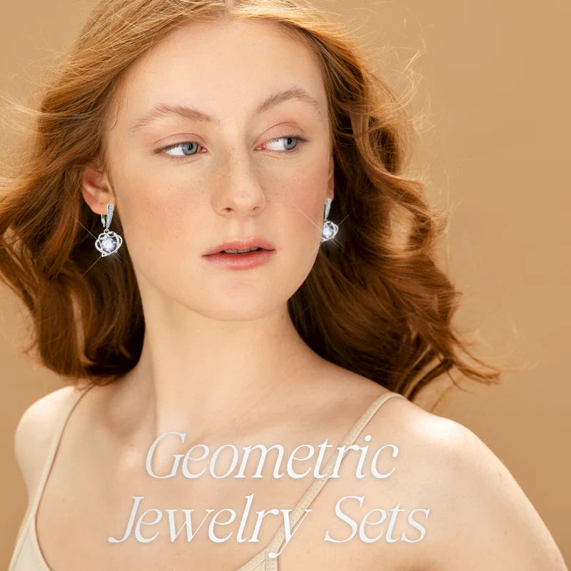Royal Heart-Shaped Silver Hand - Crafted Gemstone Pendant Earring Bracelet & Ring Set For Women