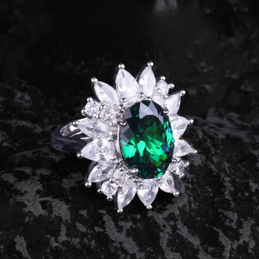 Green Goddess Glam – Luxury Jewelry Set with Pendant, Earrings & Ring