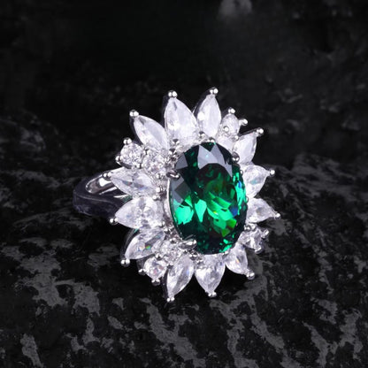 Green Goddess Glam – Luxury Jewelry Set with Pendant, Earrings & Ring