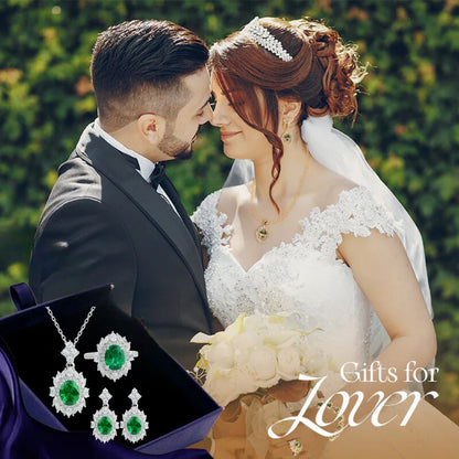 Green Goddess Glam – Luxury Jewelry Set with Pendant, Earrings & Ring