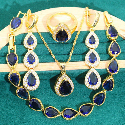 Hathor's Wisdom Gold Pendant Earring Bracelet & Ring Set For Women