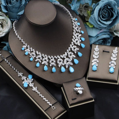 Crimson Elegance – Luxury Bracelet, Necklace, Earrings & Ring Set