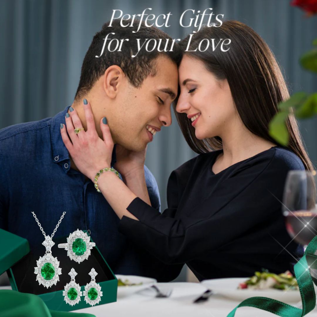 Green Goddess Glam – Luxury Jewelry Set with Pendant, Earrings & Ring
