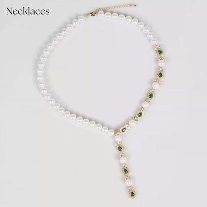 Luxeora Luxury Jewelry Set - Elegant Pearl Studded Zircon Bracelet Necklace Earrings & Ring Set
