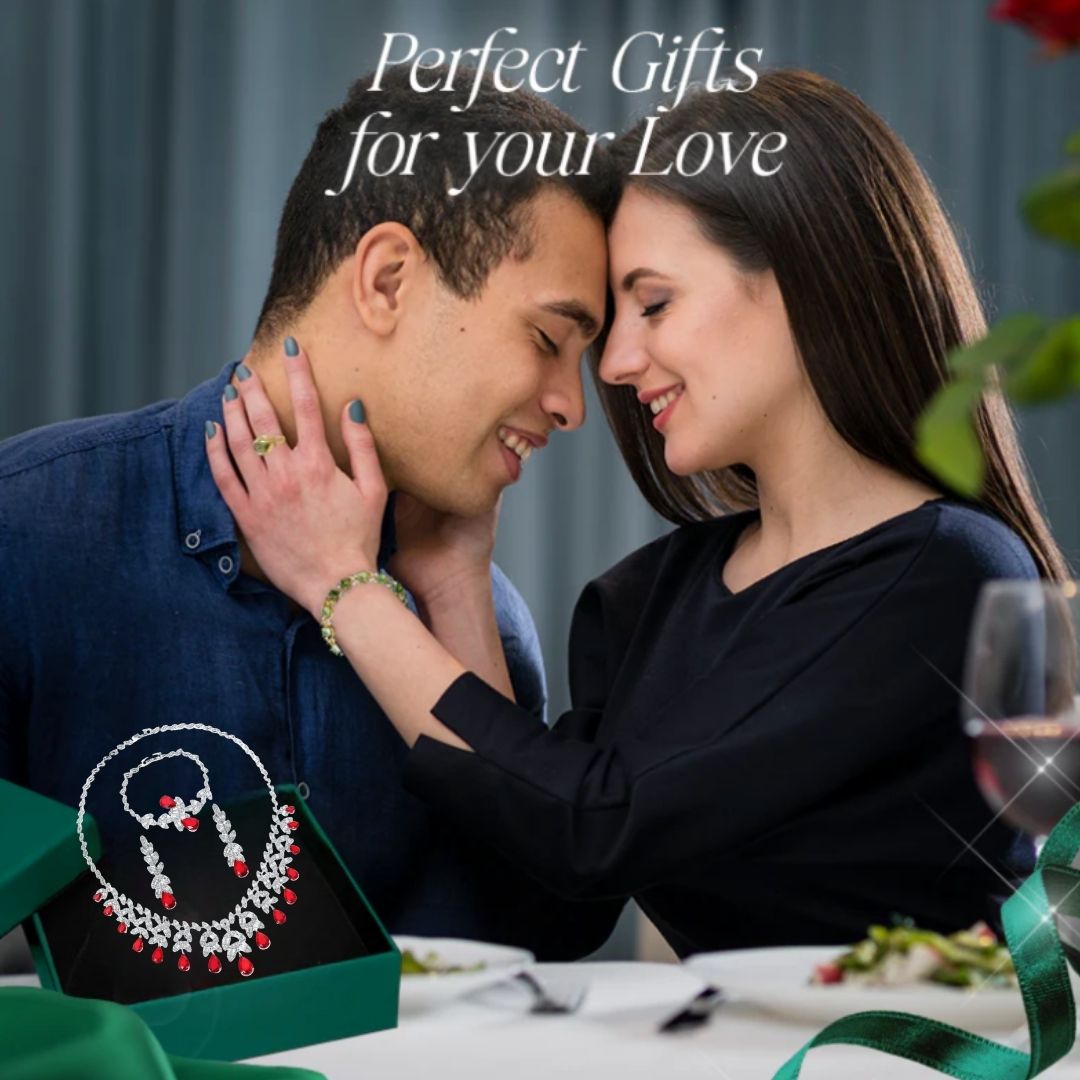 Crimson Elegance – Luxury Bracelet, Necklace, Earrings & Ring Set