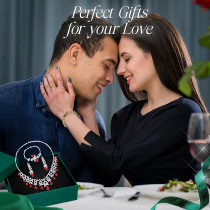 Crimson Elegance – Luxury Bracelet, Necklace, Earrings & Ring Set