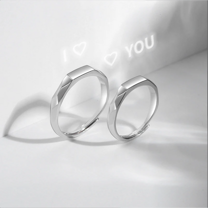 Truly New Light Matching Couple Ring Reflect Show "I Love U" Pattern Hidden Silver & Gold Jewelry For Gifts