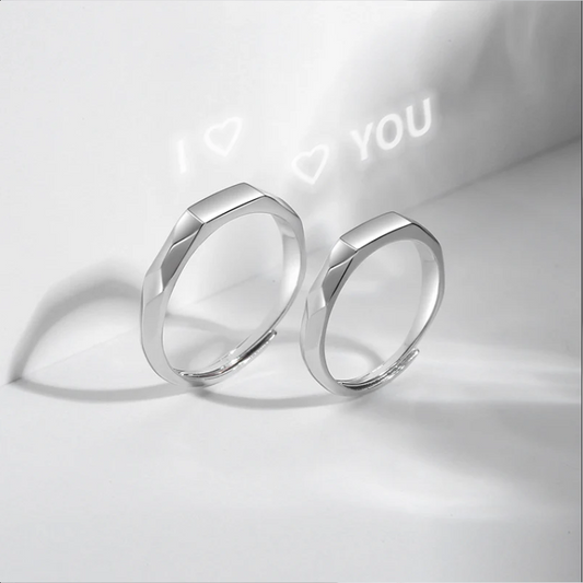 Truly New Light Matching Couple Ring Reflect Show "I Love U" Pattern Hidden Silver & Gold Jewelry For Gifts