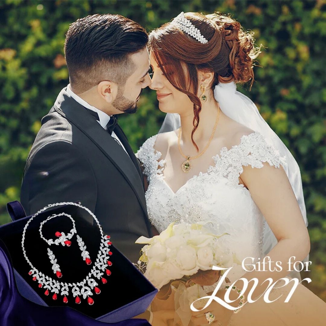 Crimson Elegance – Luxury Bracelet, Necklace, Earrings & Ring Set