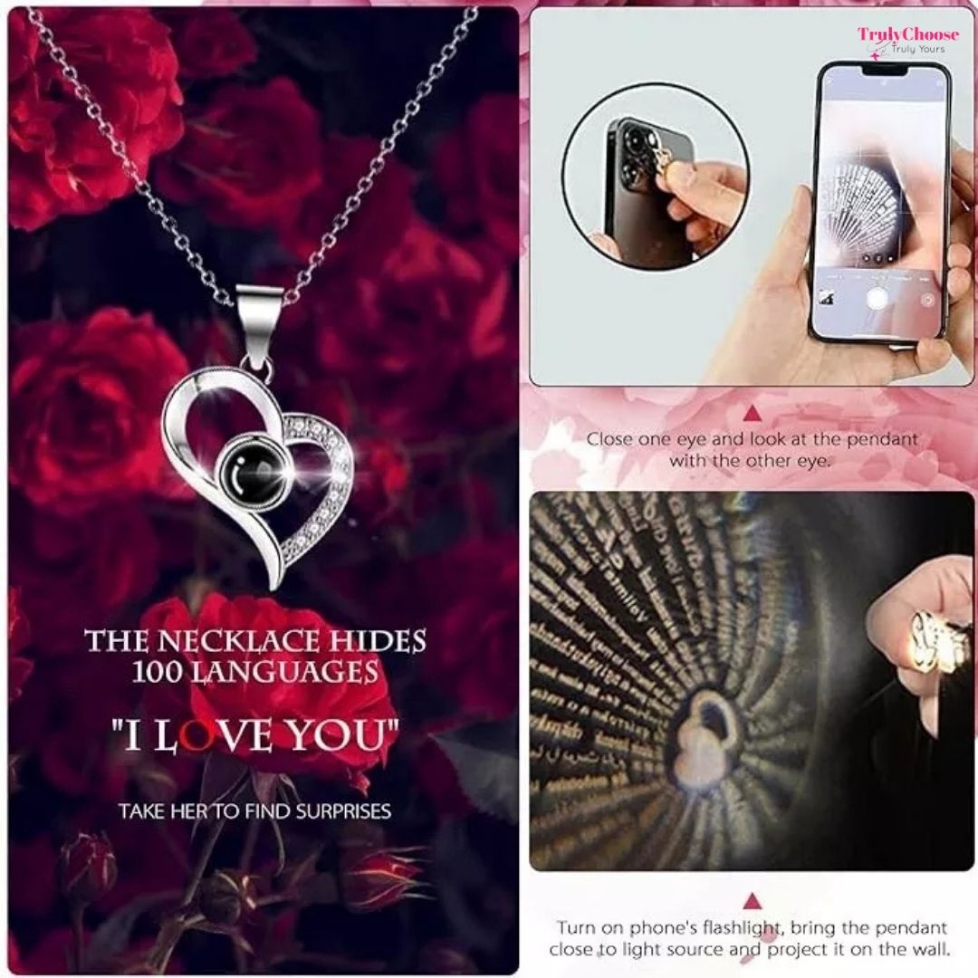 100 Languages I Love You - Eternal Rose Gifts for Her Cute Gift Box Forever Rose & Necklace