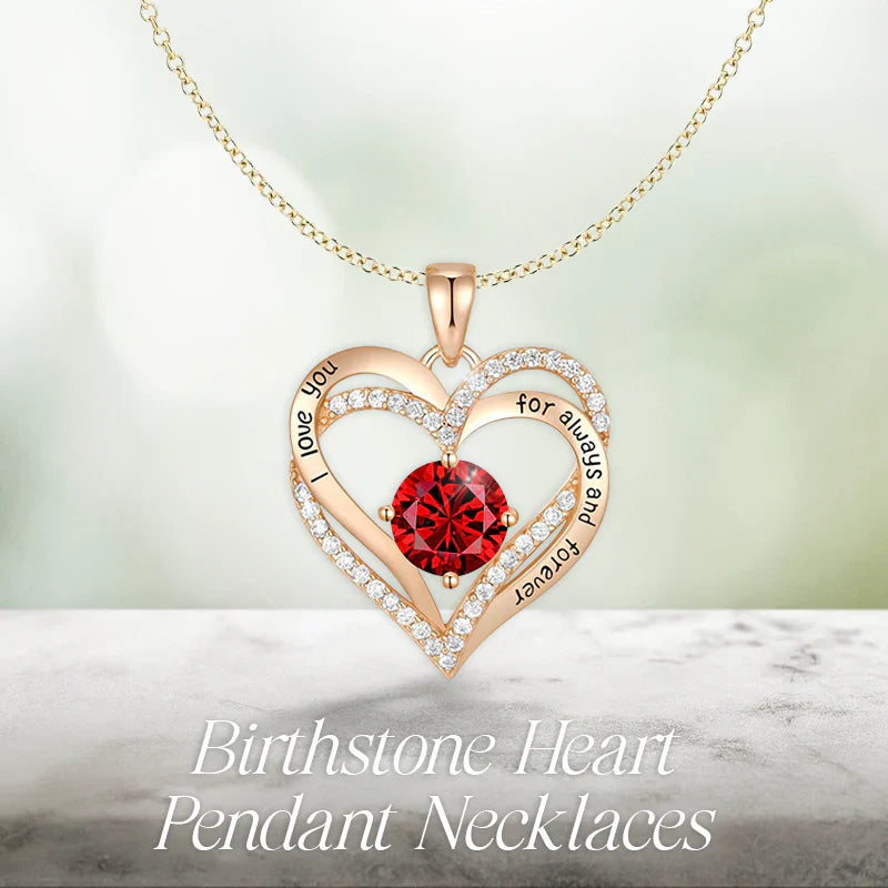 Germe Personalized 12 Birthstone Card Gifts for Women's Forever Love Heart Pendant Necklace