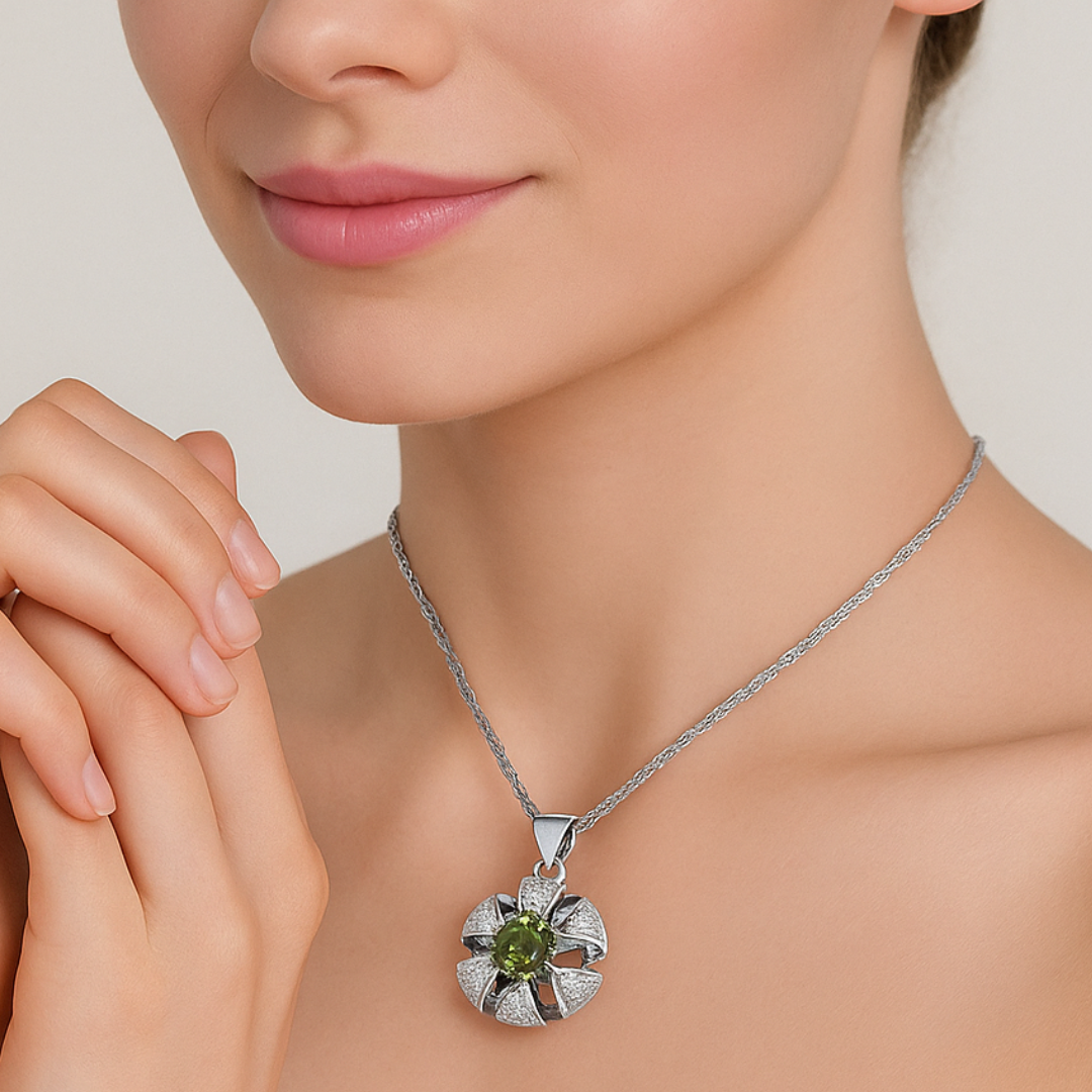 Floral Cage Radiance - Sterling Silver Zircon Bridal Jewelry Set – Necklace, Earrings, Pendant, Ring & Bracelet