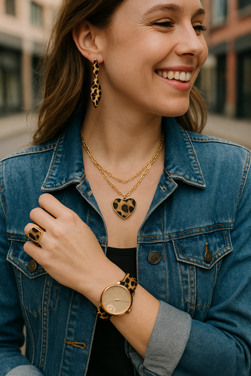 Wild Muse - Leopard Jewelry Full Set - Including Necklace, Earrings, Bracelet and Ring