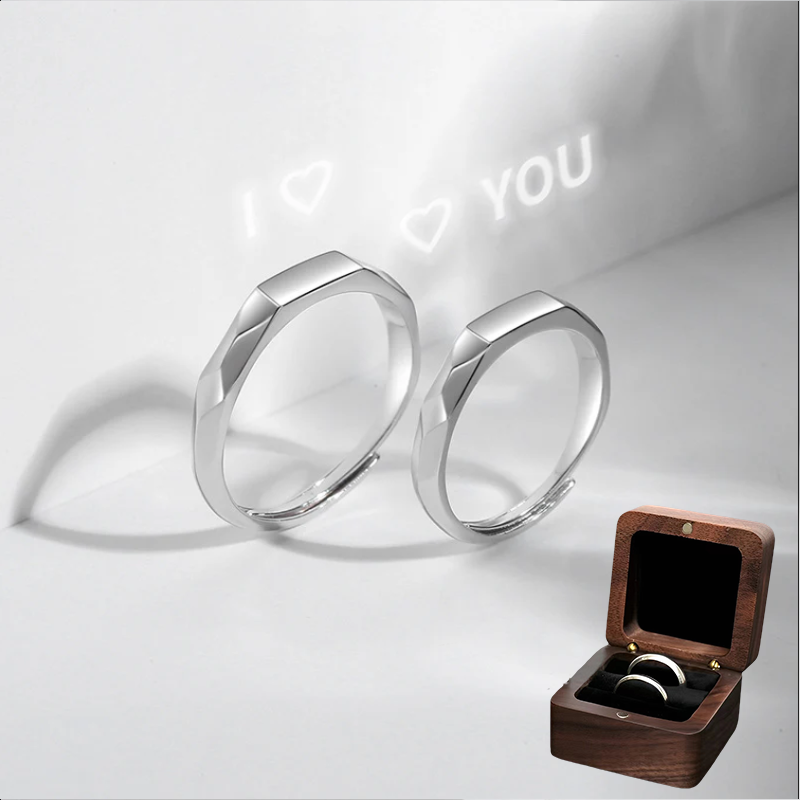 Truly New Light Matching Couple Ring Reflect Show "I Love U" Pattern Hidden Silver & Gold Jewelry For Gifts
