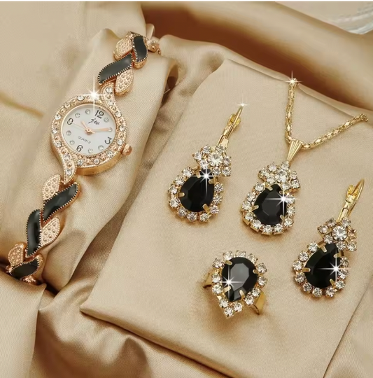 Geneva Luxury Set - Women Watch Hand Jewelry Set Diamond Bracelet Watch