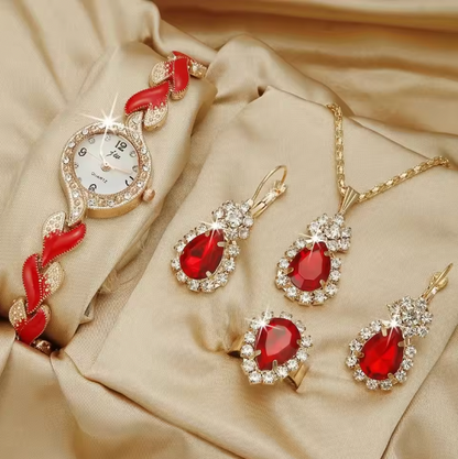 Geneva Luxury Set - Women Watch Hand Jewelry Set Diamond Bracelet Watch