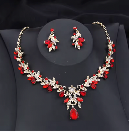 Violetta Exquisite 2 pcs Set - Flower Pink Crystal bridal wedding jewelry sets for women