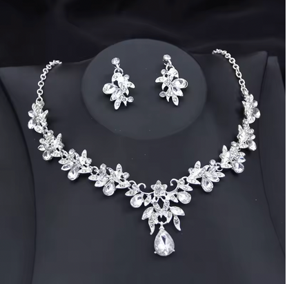 Violetta Exquisite 2 pcs Set - Flower Pink Crystal bridal wedding jewelry sets for women