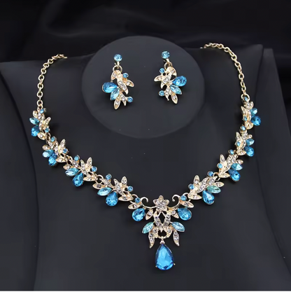 Violetta Exquisite 2 pcs Set - Flower Pink Crystal bridal wedding jewelry sets for women