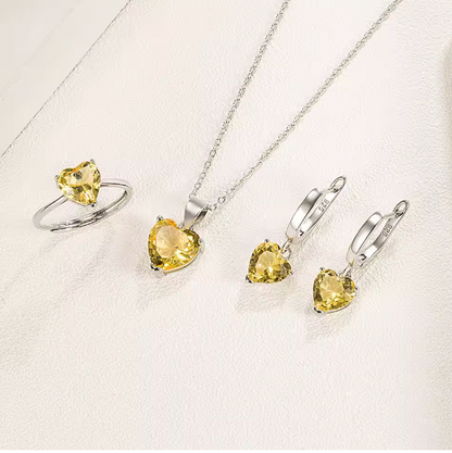 Violetta  925 Sterling Silver Jewelry Sets - Heart Zircon Ring Earrings Necklace Wedding Bridal Elegant Set