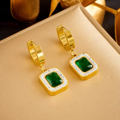Gemma Luxury Set - Green Crystal Zircon Pendant Necklace Earrings Jewelry Set For Women