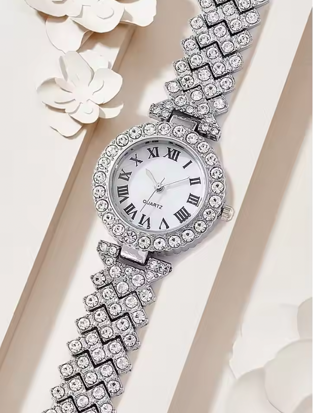 Philippa Rhinestone Set - Women's Watch Female Steel Band Analog Quartz Watches Diamond Jewelry Set
