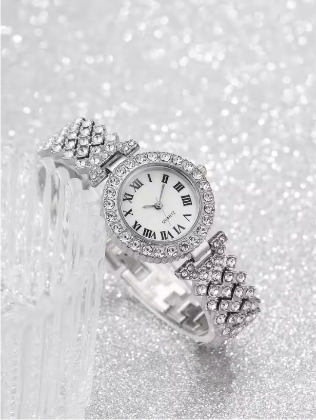 Philippa Rhinestone Set - Women's Watch Female Steel Band Analog Quartz Watches Diamond Jewelry Set