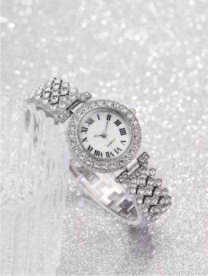 Philippa Rhinestone Set - Women's Watch Female Steel Band Analog Quartz Watches Diamond Jewelry Set