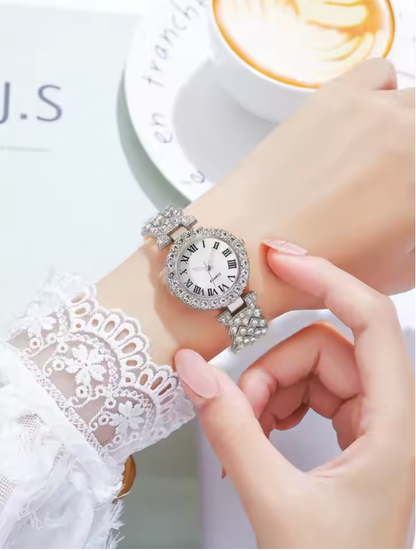 Philippa Rhinestone Set - Women's Watch Female Steel Band Analog Quartz Watches Diamond Jewelry Set