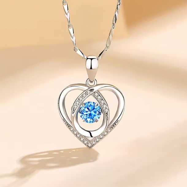 Aria 925 Sterling Silver Set - Heart Shaped Necklace Bracelet Set for Women