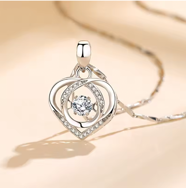 Aria 925 Sterling Silver Set - Heart Shaped Necklace Bracelet Set for Women
