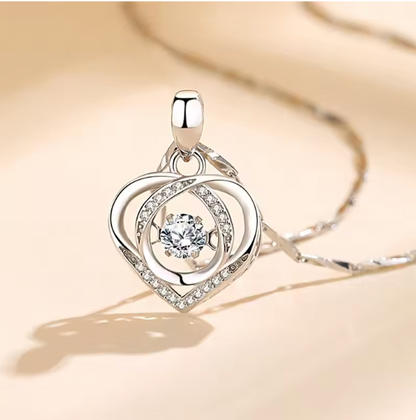 Aria 925 Sterling Silver Set - Heart Shaped Necklace Bracelet Set for Women