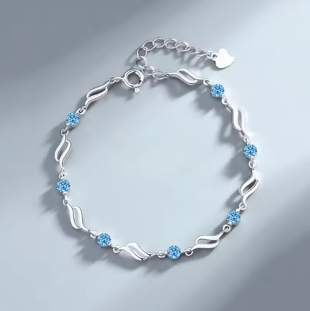 Aria 925 Sterling Silver Set - Heart Shaped Necklace Bracelet Set for Women