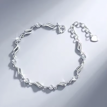 Aria 925 Sterling Silver Set - Heart Shaped Necklace Bracelet Set for Women