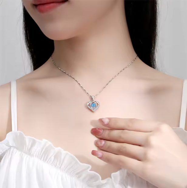 Aria 925 Sterling Silver Set - Heart Shaped Necklace Bracelet Set for Women