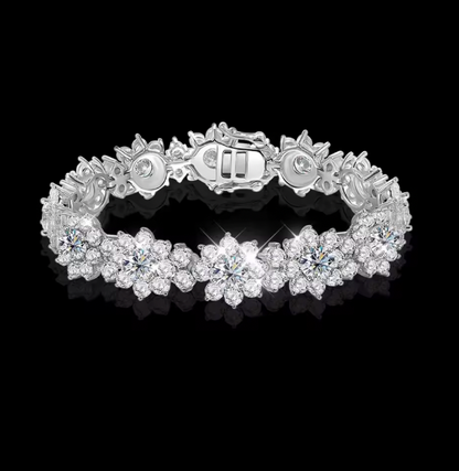 Saoirse Flower Full Moissanite Set - Diamond Necklaces with Gra Certificate 925 Silver Neckchain for Women Bride Wedding Luxury Jewelry Set