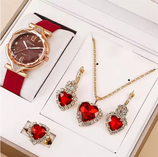 Penelope Luxury Set - Set Watches Women Leather Band Ladies Watch Simple Casual Womens Analog WristWatch Bracelet Gift Montre Femme