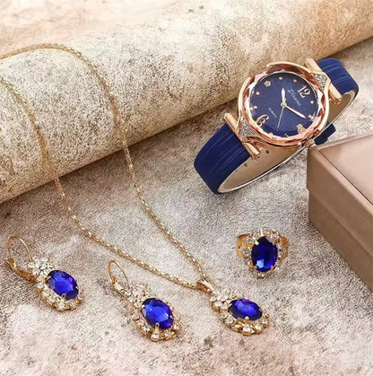 Penelope Luxury Set - Set Watches Women Leather Band Ladies Watch Simple Casual Womens Analog WristWatch Bracelet Gift Montre Femme