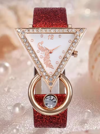 Deanna Luxury Set - Women's rhinestone quartz belt watch jewelry set